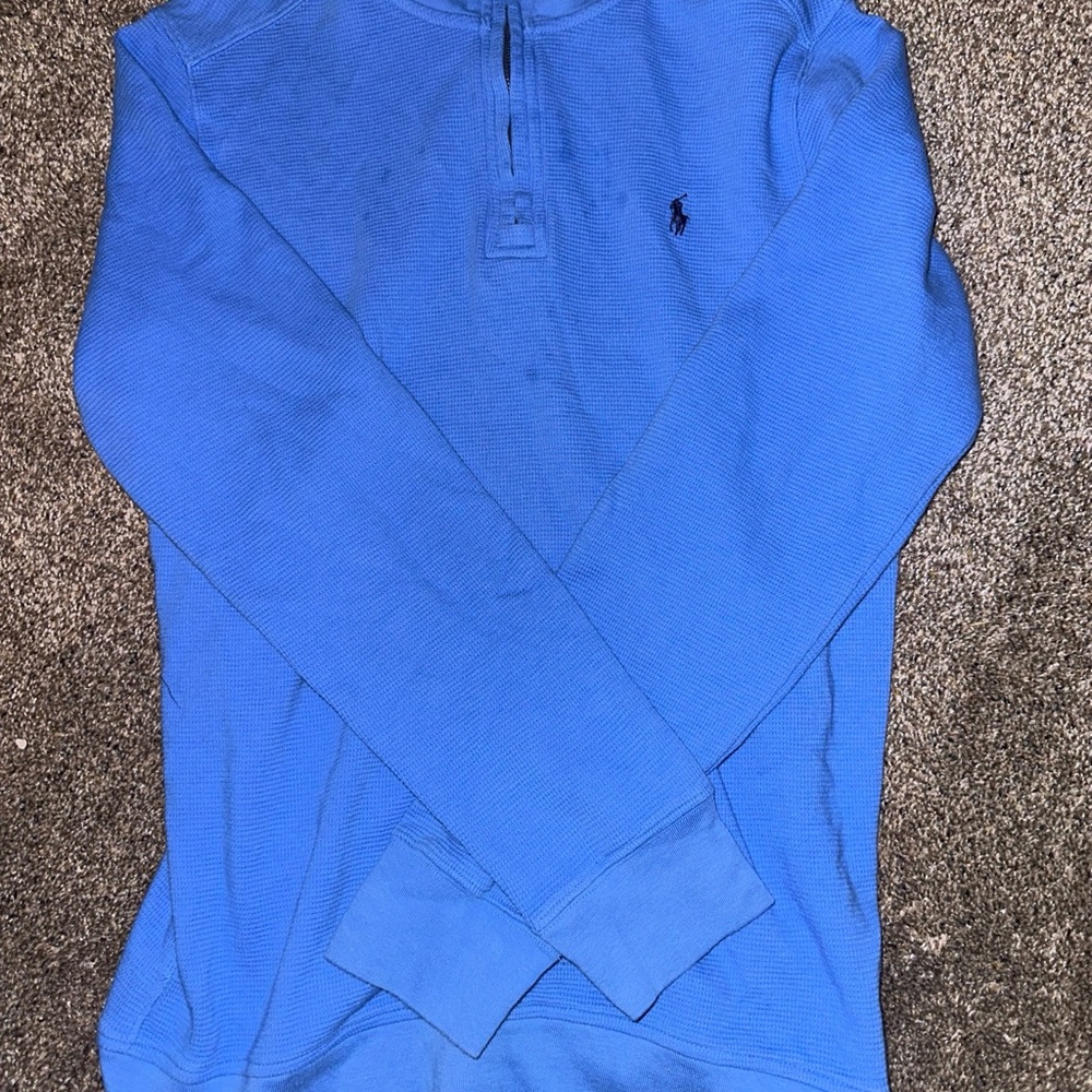 POLO RALPH LAUREN Youth XL COTTON QUARTER-ZIP PULLOVER BLUE Extra Large